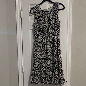 Talbots Black and White Animal Print Midi Dress